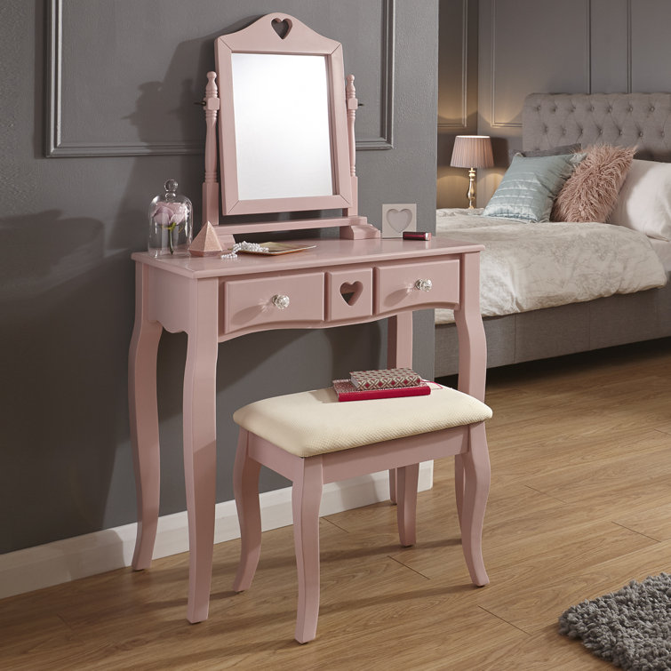 August Grove Veras Dressing Table Set with Mirror & Reviews Wayfair.co.uk